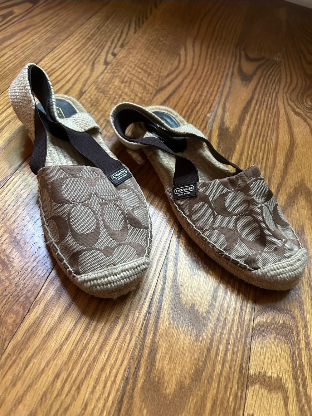 Coach Brown Signature Canvas Espadrille Slingbacks